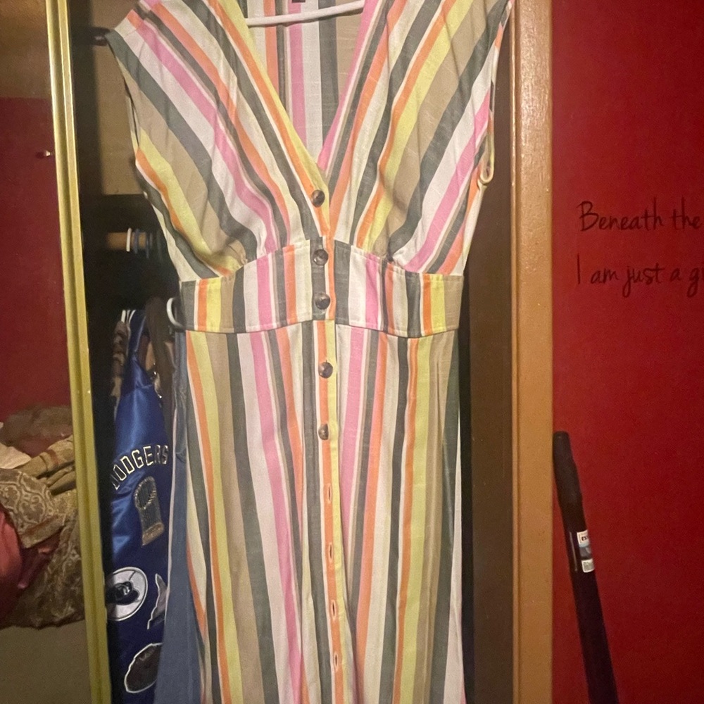 Striped Multicolor Button-Down Dress